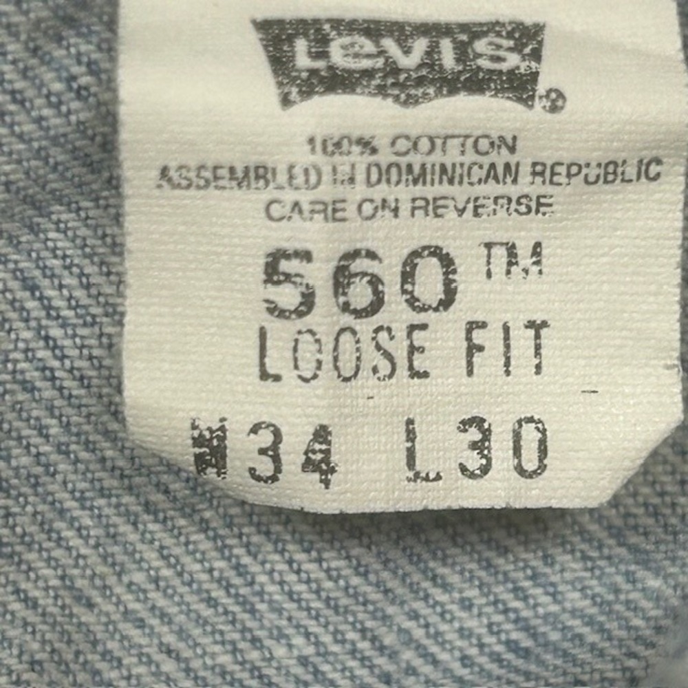 Levis 560 Jeans Mens 34x30 Light Blue‎ Loose Fit Comfort Tapered Denim Y2k 00s - Picture 5 of 14
